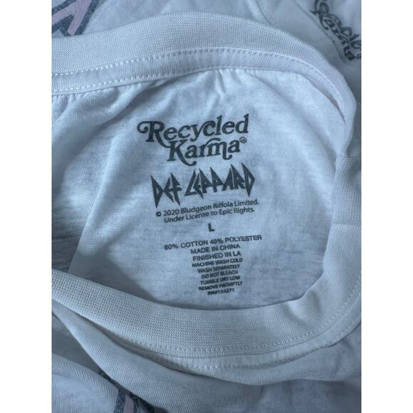 NWT Recycled Karma Def Leppard Semi Truck White T-Shirt Sz S - Picture 4 of 4